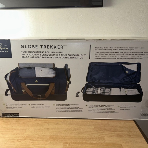THE SKYWAY LUGGAGE CO. GLOBE TREKKER TWO COMPARTMENT ROLLING DUFFEL ITEM 1124486 - Picture 10 of 10